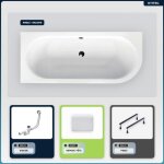 Otitec - baignoire asym�trique - 180 x 80 cm - gauche - sans habillage - avec pieds - repose - t�te - ...