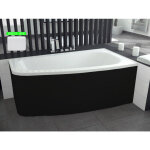 Otitec - baignoire asymtrique blanche + tablier noir + repose tte - luna - 150 x 80 - droite - noir ...