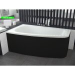 Baignoire asym�trique blanche + tablier noir + repose t�te - luna - 150 x 80 - gauche - noir