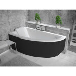 Otitec - baignoire asymtrique blanche + tablier noir + repose tte - praktika - 140 x 70 - gauche - ...