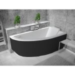 Otitec - baignoire asymtrique blanche + tablier noir + repose tte - praktika - 150 x 70 - droite - ...