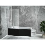 Otitec - baignoire bain douche avec pare baignoire et 2 volets - gauche - avec tablier de baignoire noir ... Otitec - baignoire bain douche avec pare baignoire et 2 volets - gauche - avec tablier de baignoire noir ...