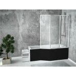 Otitec - baignoire bain douche avec pare baignoire et 3 volets - droite - avec tablier de baignoire noir ...