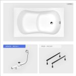 Otitec - baignoire rectangulaire - 120 x 70 cm - sans habillage - avec pieds - poignées - vidage chrome ... Otitec - baignoire rectangulaire - 120 x 70 cm - sans habillage - avec pieds - poignées - vidage chrome ...