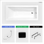 Otitec - baignoire rectangulaire - 140 x 70 cm - sans habillage - avec pieds - repose - t�te - vidage ...