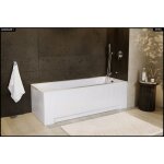 Otitec - baignoire rectangulaire - 150 x 70 cm - avec tablier blanc rainur� - pieds - vidage chrome inclus ...