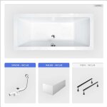 Otitec - baignoire rectangulaire - 155 x 70 cm - avec tablier - pieds - vidage chrome - quadro