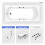 Otitec - baignoire rectangulaire - 160 x 70 cm - avec habillage - pieds - poign�es - vidage chrome - ...