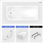 Otitec - baignoire rectangulaire - 160 x 70 cm - avec habillage polystyr�ne - pieds - vidage chrome - ...