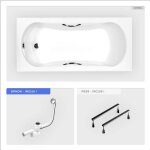 Otitec - baignoire rectangulaire - 160 x 70 cm - sans habillage - avec pieds - poign�es - vidage chrome ...