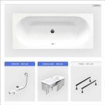 Otitec - baignoire rectangulaire - 160 x 75 cm - avec habillage - pieds - vidage chrome - vitae