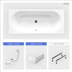 Otitec - baignoire rectangulaire - 160 x 75 cm - avec tablier - pieds - vidage chrome - vitae