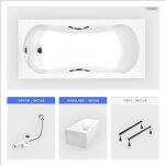 Otitec - baignoire rectangulaire - 170 x 70 cm - avec habillage polystyrne - pieds - poignes - vidage ...