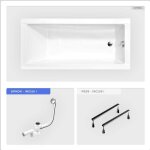 Otitec - baignoire rectangulaire - 170 x 70 cm - sans habillage - avec pieds - vidage chrome - modern ...