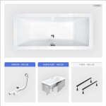 Otitec - baignoire rectangulaire - 180 x 80 cm - avec habillage (4 cm) - pieds - vidage chrome - quadro ...