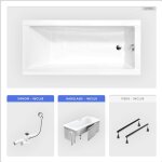 Otitec - baignoire rectangulaire - 180 x 80 cm - avec habillage - pieds - vidage chrome - modern