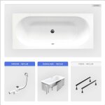 Otitec - baignoire rectangulaire - 180 x 80 cm - avec habillage - pieds - vidage chrome - vitae slim