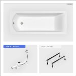 Otitec - baignoire rectangulaire - 180 x 80 cm - sans habillage - avec pieds - vidage chrome - shea