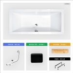 Otitec - baignoire rectangulaire - 190 x 90 cm - sans habillage - avec pieds - repose - t�te - �tag�re ...