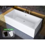 Otitec - baignoire rectangulaire - avec tablier blanc et repose tte offert quadro 180x80 - blanc