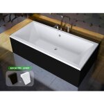 Otitec - baignoire rectangulaire - avec tablier noir mat et repose tête offert quadro 180x80 - noir Otitec - baignoire rectangulaire - avec tablier noir mat et repose tête offert quadro 180x80 - noir