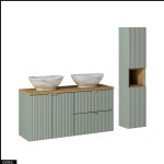 Otitec - ensemble de meubles sous vasque - 120 cm - avec plan - 2 vasques - colonne - cube - roseau