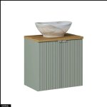 Otitec - meuble sous vasque - 60 cm - avec plan - vasque � poser - roseau