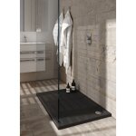 Otitec - receveur de douche en acrylique noir - structure en pierre - rectangulaire - zaher - 120 x 90 ...