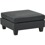 Ottoman moderne pour canap� modulable repose - pieds assise rembourr�e en cuir pu noir unstad