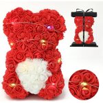 Ours en peluche en ptales de rose led rouge dans une bote ide cadeau saint - valentin 25cm