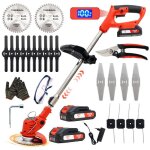 Debroussailleuse electrique sans fil, d�broussailleuse � gazon sans balais avec 2 batteries et 4 lames ...
