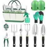 Outils de jardin, 11 pi�ces d'outils de jardinage en acier inoxydable, kit cadeau avec sac � outils robuste, ...