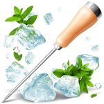Outil � pic � glace avec aiguille en acier inoxydable et manche en bois , pics � glace pour briser glace ...