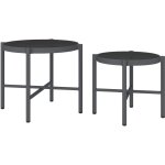 Outsunny - lot de 2 tables basses gigognes de jardin aluminium verre trempé noir Outsunny - lot de 2 tables basses gigognes de jardin aluminium verre trempé noir