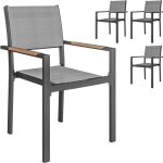 Outsunny - lot de 4 chaises de jardin assise dossier textilène structure alu accoudoirs revêtement pvc ... Outsunny - lot de 4 chaises de jardin assise dossier textilène structure alu accoudoirs revêtement pvc ...