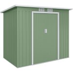 Outsunny abri de jardin 2, 42m� en m�tal avec toit en pente cabane de jardin abri � outils fondation ...