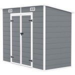 Abri de jardin 2, 54 m� dim. 2, 4 x 1, 3 m - fondation incluse - fen�tre, 2 portes, a�rations - alu pp ...