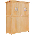 Outsunny abri de jardin en bois armoire de jardin dim. 127, 5l x 50l x 164h cm 2 �tag�res 2 portes 2 ...