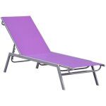 Outsunny bain de soleil transat - chaise longue - design contemporain - dossier inclinable multi - positions ...