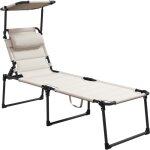 Bain de soleil transat inclinable pliable matelass� - pare - soleil, t�ti�re - m�tal �poxy noir tissu ...