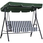 Balancelle de jardin 3 places toit r�glable coussins assise dossier acier polyester vert blanc ray�