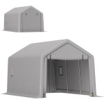Carport tente garage 5, 2 x 3 m - porte enroulable zipp�e - acier galvanis� pe gris