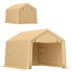Carport tente garage 5, 2 x 3 m - porte enroulable zippée - acier galvanisé pe sable Carport tente garage 5, 2 x 3 m - porte enroulable zippée - acier galvanisé pe sable