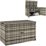 Outsunny - coffre de jardin 3 portes tagre 350l dim. 118 x 57 x 69 cm rsine tresse camaeu de gris ...