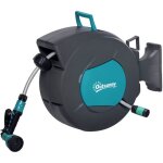 Outsunny enrouleur tuyau arrosage automatique pivotant 180� tuyau 15 + 1, 4 m avec lance arrosage support ...