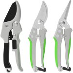 Ensemble 3 pi�ces s�cateur � enclume + s�cateur � lames franches + ciseau de taille noir vert