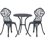 Outsunny - ensemble salon de jardin 2 places avec table ronde style rétro fonte alu noir Outsunny - ensemble salon de jardin 2 places avec table ronde style rétro fonte alu noir