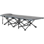 Outsunny - lit de camp pliable matelass grand confort ttire intgr - poche latrale rangement - gris ...