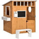 Maison de jeux enfant - jeu plein air maisonnette enfant - dim. 122l x 108l x 135h cm - bois sapin pr� ...