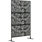 Outsunny - panneau brise vue dcoratif paravent extrieur motif vgtal feuilles saule 122 x 198 cm acier ...